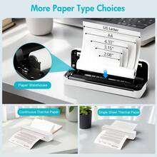 1pc U8 A4 Portable Printer Wireless For Travel - M08F US Letter Size Wireless Mobile Printer, Support 8.5" * 11", 279.4 X 215.9mm US Letter Size Thermal Paper, Inkless Thermal Compact Printer, Compatible With Android And IOS Phone, IPads & Laptop, Compact And Space-Saving Design Printer For Traveling, Photo Printing, Work, Office, Business, Home, Car, University, Study, Multi-Functional Printer For Officer, Student, HD Printer With 203dpi, U8 Wireless Printer With Strong Compatibility For Printing PDF, Word, Images, Web, Etc, Built-In 1200mAh Rechargable Battery With Type-C Cable, Great Tool For Improving Work Efficiency, Portable Tattoo Printer For Gifts, Christmas Gifts, New Years Gifts For Everyone, Black/White - 白色 - 查看 6