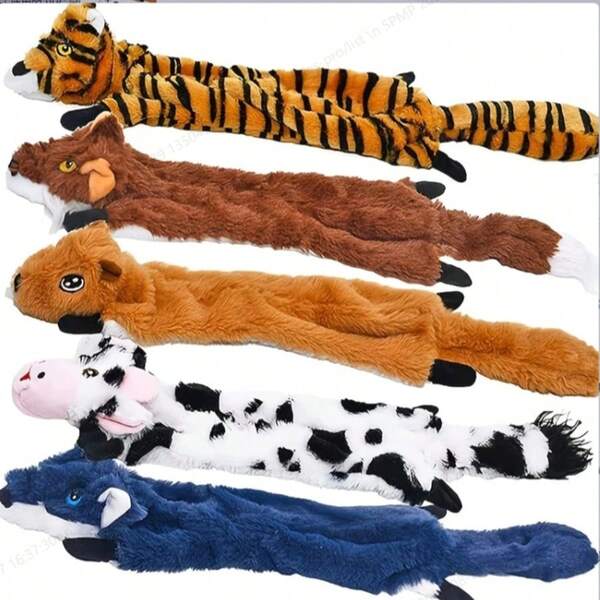 1pc Dog Sound Toys, Plush Squirrel Shaped Pet Doll With Squeaker, Teeth Cleaning Chew Doll For Large & Medium Dogs, Crinkle Stuffing-Free Animal Dog Plush Chew Doll, Squeaky Dog Doll