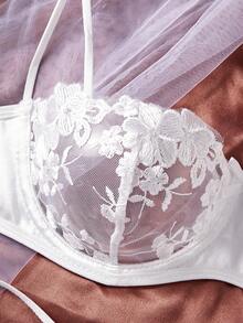 2-Piece Women's Sexy White Lace Lingerie Set, Bridal Outerwear-Style Lingerie - 白色 - 查看 4