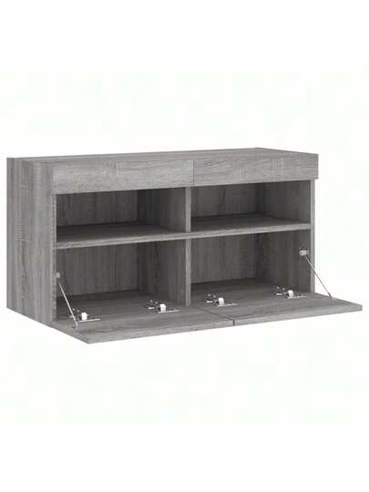VidaXL TV Wand Unit LED Lighting 80x30x40 Cm Grijs Sonoma view 8