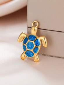 1 pieza Colgante de tortuga de acero inoxidable 3D, un encanto lindo y de moda adecuado para collar, llavero, accesorio para el cabello, pulsera DIY