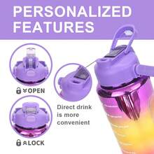 3pcs Of Leak Proof Electroplated Gradient Sports Water Bottles With Straws And Time Markers - Perfect For Offices, Schools, Gyms, And Workouts - Large64oz, 27oz, 15oz - Inspirational And Durable - Back To School Supplies - 玫紅 - 查看 6