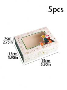 5pcs/10pcs Christmas With Transparent Display Windows, Christmas Pastry Box, Biscuit Box, Creative Bread And Muffin, Christmas Gift Packaging Box - Large - View 19