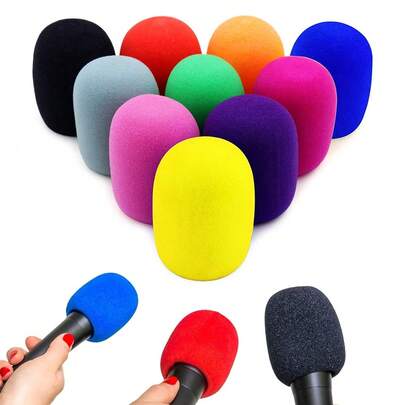 4 件装麦克风泡沫罩，加厚手持舞台麦克风罩泡沫卡拉 OK DJ 麦克风罩一次性