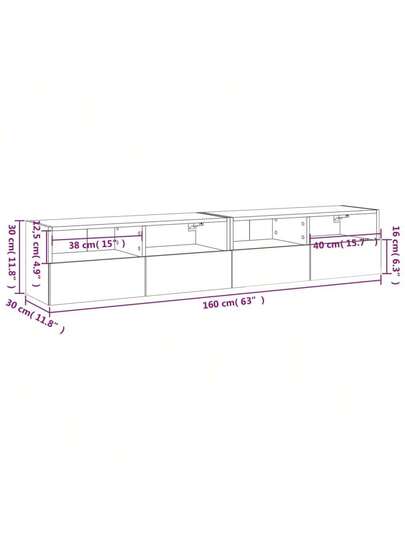 VidaXL TV Wand Units Pcs 80x30x30 Cm Finished Wood Concrete Grijs view 2