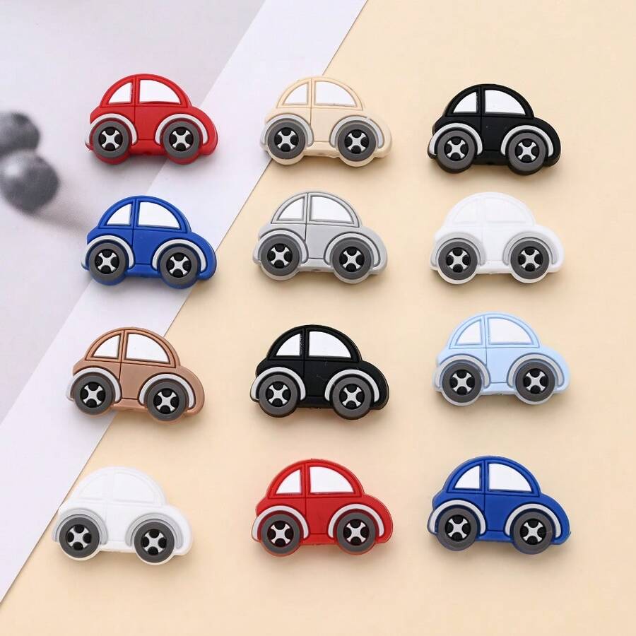 10pcs/Pack Silicone Colorful Car Shaped Teething Beads, Chewable Beads For DIY - Multicolor - View 1