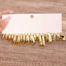 1 par/10 pares/40 pares Pendientes de aro de moda sencillos de resina CCB dorados de gran tamaño, adecuados para uso diario (Material: Plástico)