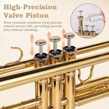 Bb Standard Trumpet Set For Beginner Student Brass Instrument With Hard Case, 7C Mouthpiece And Gloves, Gold - Gold - View 7