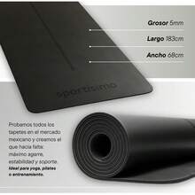 Tapete de Yoga Pro 5 mm - 183 x 68 - Antideslizante en PU y caucho de alta densidad - Soporte y amortiguación para yoga, pilates y entrenamiento en casa - Negro - Ver 12