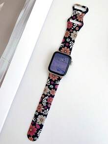 1pc Colorful Floral Graphic Pattern Silicone Band Compatible With Apple Watch Band 38mm 40mm 41mm 42mm 4mm 45mm 49mm (S10 42 )Mm (S10 46)Mm Women,Soft Sports Strap Compatible With Iwatch Series 11 Ultra3 Ultra 2 SE3 S10 SE2 9 8 7 SE 6 5 4 3 2 1,Thanksgiving, Mother's Day, Valentine's Day Gifts