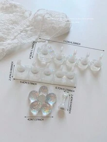 3D 亚克力极光冰透明格子美甲支架练习架美甲装饰套装，包含树脂水晶球、钻石、复古花卉激光设计，适用于 DIY、家居、户外、女性、母亲、姐妹、妻子、女朋友、婚礼、美甲沙龙、情人节