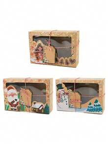 3/6PCS Santa Claus Paper Gift Box With DIY Label And Transparent Window, Ideal For Christmas, New Year, And Party Decorations And Small Gifts