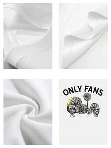 Camiseta Tops casuales de mujer con estampado ventiladores ONLY FANS 220 g de algodón puro grueso y cómodo - Blanco - Ver 4