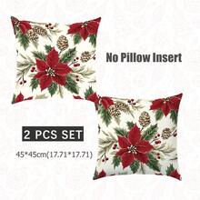 MEMNUN 1 Stück/2 Stücke/4 Stücke 17.7*17.7in(45*45cm)/19.69*19.69in(50*50cm)/15.75*15.75in(40*40cm) fuchsiafarbener Weihnachtsblumen Muster Kissenbezug (einseitig bedruckt), Heimdekoration Kissenbezug für Bett, Sofa, Bank, geeignet für täglichen Gebrauch oder hochwertige minimalistische Heimdekoration, Wohnzimmer, Schlafzimmer