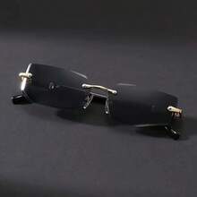1 Piece Of Men's Frameless Y2K Fashion Glasses, Suitable For Summer Matching - màu đen - Xem 7