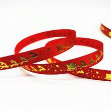 5yards 10mm Christmas Ribbon Printed Christmas Polyester Ribbon For Handmade Design Christmas Decoration Gift Packing
