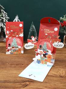 1pc 3D Christmas Money Holder Cards For Cash, Christmas Money Cash Gift Bags Boxes With Greeting Card, Christmas Party Favors Decor Bags, Thanks You Gift Card ,Handmade Pop-Up Cards, Christmas Gifts, Snowman Decorative Card, Merry Christmas Party Gift Wrapping Supplies, Xmas Party Decor