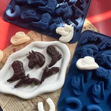 Cowboy Chocolate Molds,Cowboy Hat Boot Horse Saddle Shape Silicone Candy Molds Western Themed Party Baking Moulds Jello Ice Cube Candle Mold For Cupcake Cakesicle Decorations