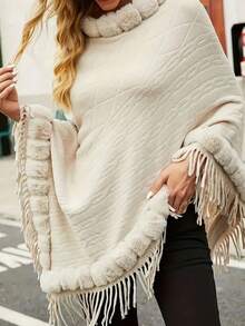 1pc Solid Color Asymmetric/Asymmetrical Fringed Knit Pullover, Suitable For Dates, Holidays, And Everyday Wear, New Autumn/Winter Design