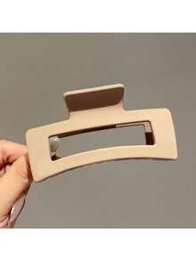 1pc/4pcs Square Lightweight Plastic Hair Claw Clip, Solid Color Hair Claws, Minimalist Style, Retro Frosted Disc Hair Clip, Suitable For Daily, Outing, Leisure, Party, Commuting, Vacation, Washing Face, Bathing, Makeup, Bathroom Hair Accessories, Headwear Accessories, Hair Clips (Black, Beige, Khaki, Dark Coffee)