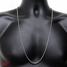 18-36"MEN Stainless Steel 3mm Silver/Gold Plated Box Chain Rhinestone Pendant - Đá quý bạc + đen - Xem 9