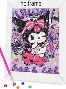 Sanrio Kuromi DIY Diamond Painting Kit, Kuromi Diamond Art Craft Set, Indoor Decor Desktop Ornament, Holiday & Birthday Gift For Kids