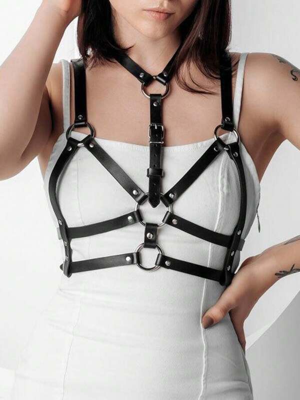 1 pieza Arnés de pecho con diseño cruzado sexy de estilo gótico, adecuado para Halloween o para combinar con atuendos diarios