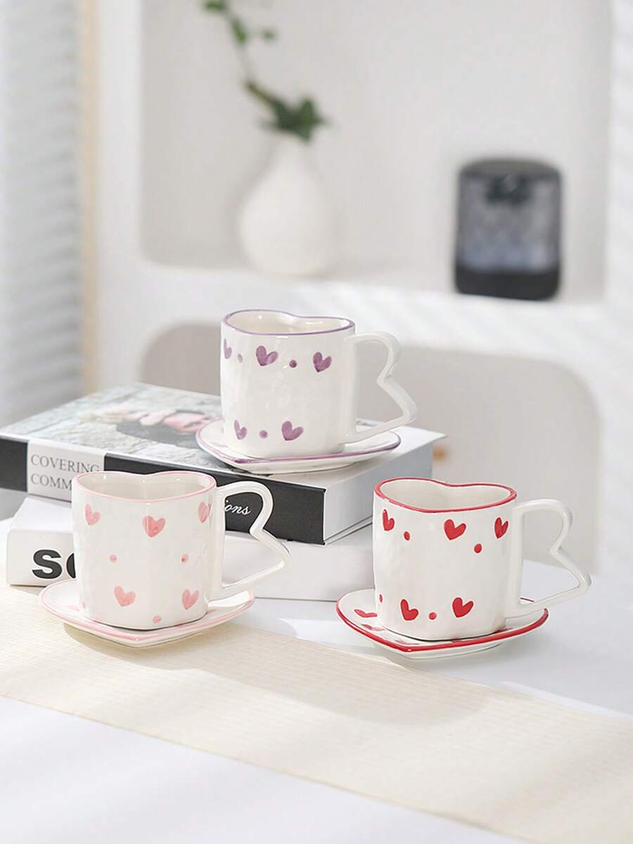 1 件畅销陶瓷大号 300ml 马克杯，明星同款，返校/毕业季，派对/家居礼物，咖啡/牛奶杯，心形 - 彩色 - 查看 1