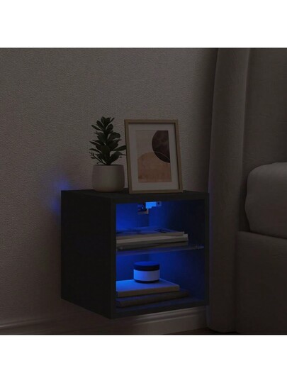 VidaXL TV Wand Unit LED Lighting 30x28.5x30 Cm Zwart view 3