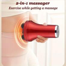 جهاز تدليك البطن اليدوي، جهاز تدليك الخصر والبطن الصغير، 3 رؤوس تدليك، 9 أوضاع قابلة للتعديل، جهاز تدليك محمول متعدد الوظائف، شحن USB، هدية مثالية للعائلة والصديقة - الأحمر - مشاهدة 8