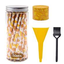 4 pièces/set Coffret cadeau d'accessoires pour fumeurs, comprenant 50 pièces de papiers à rouler pré-roulés en forme de cône avec des saveurs de fruits tropicaux, 1 pièce moulin à herbes en métal à 4 couches avec grattoir, 1 pièce remplisseur, 1 pièce brosse, outils ménagers, cadeau de Noël, accessoires pour fumeurs, fournitures de fête