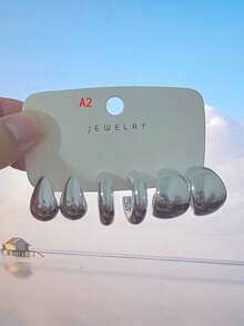 2-18-24 件简约水滴形耳环套装，适合女士，轻质 CCB 材质珠宝，适合日常佩戴或休闲搭配 - 銀色 - 查看 9