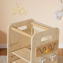 4-In-1 Children's Learning Tower From 1 Year, Montessori Learning Tower With Slide, Adjustable Height Learning Tower With Chalkboard, Multifunctional Children's Learning Chair Step Stool For Kitchen Counter - 米色 - 查看 4