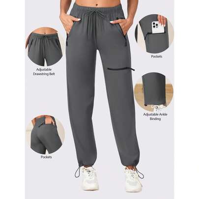 Women's Ultra-Soft Lounge Joggers Sweatpants Athletic Yoga Woven Pants With Pockets Cuffed Pants