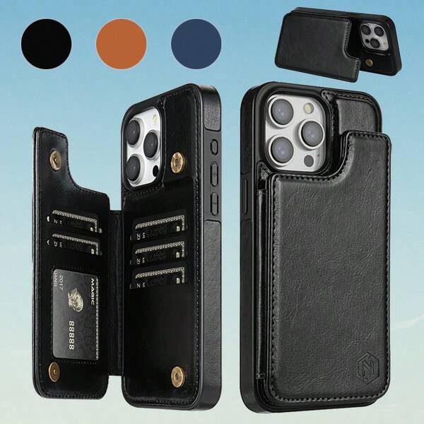 Wallet Solid Color Double Buckle RFID Blocking With Card Slot Photo Frame Support Function Magnetism Flip PU Artificial Leather Case Compatible With IPhone 17 Air 16e 15 Pro Max 14 Plus 13 12 11XS XR SE3/2022 SE2/2020 8 7 ForSamsung Galaxy S25 Ultra S24 FE S23 Plus S22 S21 S20 FE A12 A13 A14 A15 A16 A17 A26 A35 A36 A51 A52 A53 A54 A55 A56 Cover Business Shockproof Protective Card Bag