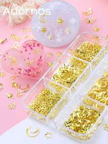 1 Box Metal Butterfly Epoxy Resin Filler Accessories, Star Moon Tree Resin Silicone Mold Filler, Keychain Pendant Jewelry DIY Craft Making - Gold - View 6