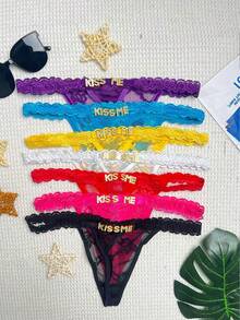 Customized Crystal Letter Sexy Lace Personalized Name Funny Thong Panties, Bikini Tanga Lingerie T-Back Gift For Girlfriend, Wife, Valentine's Day, Christmas, Halloween, Thanksgiving, Birthday. Contracted, Funny, Custom, Unique, Customized, Personalized, Ideal Gifts For Him, Ideal Gifts For Her, Boyfriend, Girlfriend, Family, Friends, Her,Chic Autumn