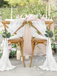 Conjunto de decoração para cadeiras de casamento 24/8 peças, tule de tecido transparente de chiffon e flores artificiais decorativas com laço de fita branca, decorações para festas de casamento, decorações elegantes para corredores de casamento, cerimônias, decorações para bancos de igreja, decorações para cadeiras, decorações para festas, decorações para casa, decorações para festas, Natal, artigos para festas de Ação de Graças