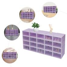 Confezione da 20 scatole per scarpe, organizer per scarpe, contenitori impilabili in plastica con coperchi per donne/uomini, pieghevoli e versatili per scarpe da ginnastica trasparenti - Viola - Visualizzare 2