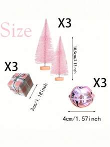 18 Stücke Mini rosa Weihnachtsbäume mit Holzsockel & Sternenglocken - Künstliche Tischdekoration für Feierlichkeiten, Heimwerken und festliche Geschenke, Weihnachtsdekoration, perfekt für Geburtstage, Hochzeiten, Weihnachtsdekorationen, Geschenke