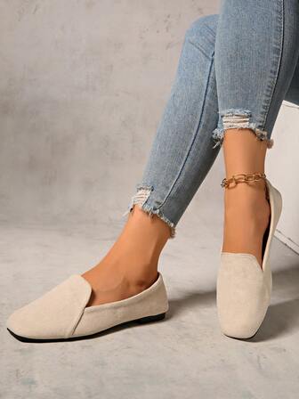 2025 秋季女士方头软底一脚蹬平底鞋，时尚百搭乐福鞋，复古美式休闲平底鞋，优雅的办公室鞋，黑色、棕色、绒面革，适合休闲、海滩、派对、工作，所有季节