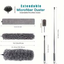 2/3/4/6pcs Microfiber Duster Set, Extendable Feather Duster Handle, Reusable Flexible Cleaning Duster, Lightweight And Washable, Suitable For Ceiling Fan, Car - Multicolor - View 3