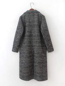 Chic Houndstooth Coat For Women - Slim Fit, Long Thick Fleece, Herringbone Check, Warm And Cold Weather, Perfect For Fall/Winter Commutes And Dates, Machine Washable, Versatile Long Coat | Houndstooth Print | Double-Breasted Coat - 灰色 - 查看 8