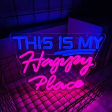 This Is Our Happy Place Neon Sign,This Is My Happy Place Neon Signs For Teen Girls Bedroom Decor,LED Sign For Wall Decor, Nightstand Atmosphere Light,Suitable For Wedding,Birthday Party,Christmas Gifts,Bar,Home,Club,Classroom Wall Decorations,USB Power Supply Can Be Reused,Easy To Install. - Multi-color light - View 6