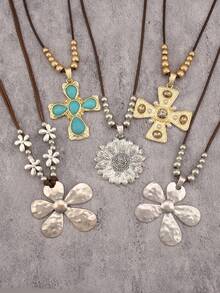 1 chiếc dây chuyền mặt dây chuyền hợp kim xoắn bất đối xứng tối giản màu vàng, dây choker bằng dây sáp màu ngọc lam thời trang, quà tặng cho Ngày Valentine, Ngày của Mẹ, bạn gái, mẹ, phụ kiện hàng ngày. - màu ngọc lam - Xem 13