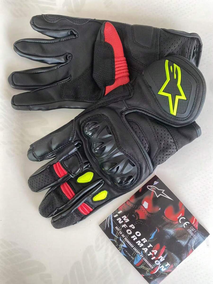 Alpinestars 摩托车手套真皮男士越野摩托车赛车手套GP手套春秋季触屏摩托 - 橄欖綠 - 查看 1