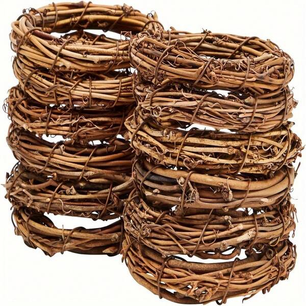 6 piezas de coronas de vid artesanales, de 4/8/12 pulgadas, tejidas a mano en estilo bohemio marrón para decoración del hogar, decoración de boda DIY, adornos navideños, decoraciones festivas, materiales para nidos de pájaros, manualidades navideñas DIY, adecuadas para hacer coronas DIY