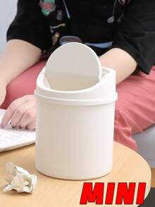 1pc INS Style Bedroom New Girl Heart Home Cute Cover Net Red Mini Storage Box, Plastic Garbage Can With Lid, Tabletop Wastebasket, Trash Bin For Home Office Desk Decor,Coffee Table, Office, Living Room, Study