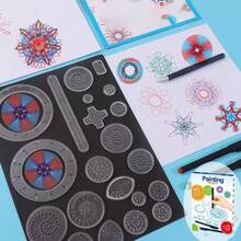 1 Stück kreative Spirographen Zeichenlineal mit Vorlagenplatte, Mal- und Schreibwerkzeug für Kinder, Preis & Geschenk Büro, Schule, Zeichnen, Studenten, Stifte, Schreibwaren, Jungen, Mädchen, Schulmaterial, Spielzeug für Jungen, Spielzeug für Mädchen, Kinderspielzeug - Verschiedenfarbig - Übersicht 11