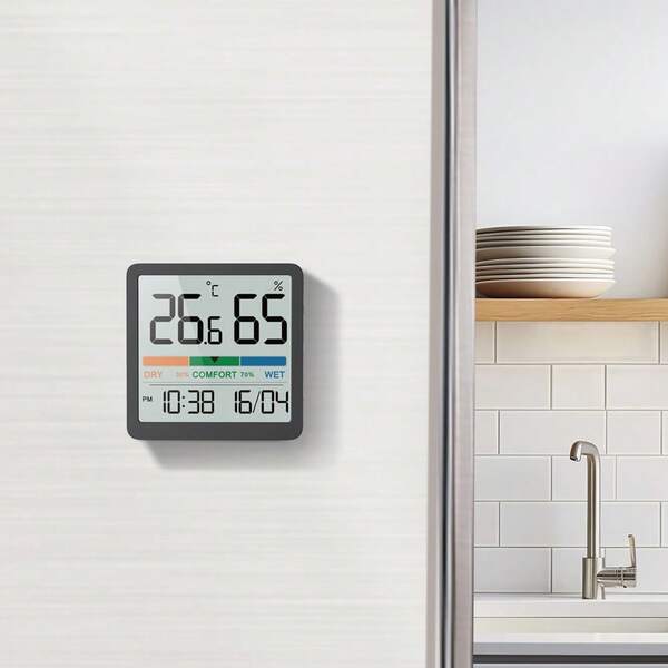 Przenośny miniaturowy cyfrowy termohigrometr do użytku domowego – wysoce precyzyjny miernik temperatury i wilgotności powietrza w pomieszczeniach, przeznaczony do regulacji klimatu w pomieszczeniach, monitorowania jakości powietrza i zarządzania klimatem w pomieszczeniach takich jak dom, biuro, sypialnia czy szklarnia